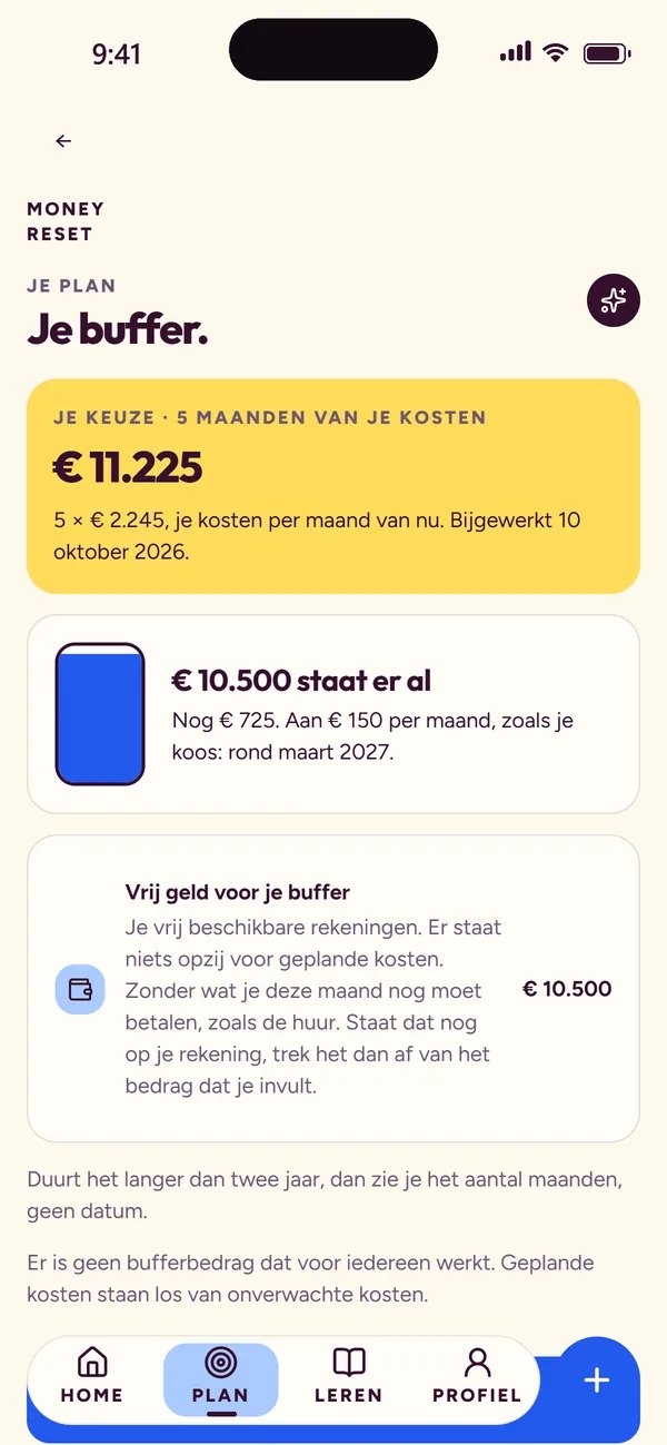 Money Reset app: je buffer