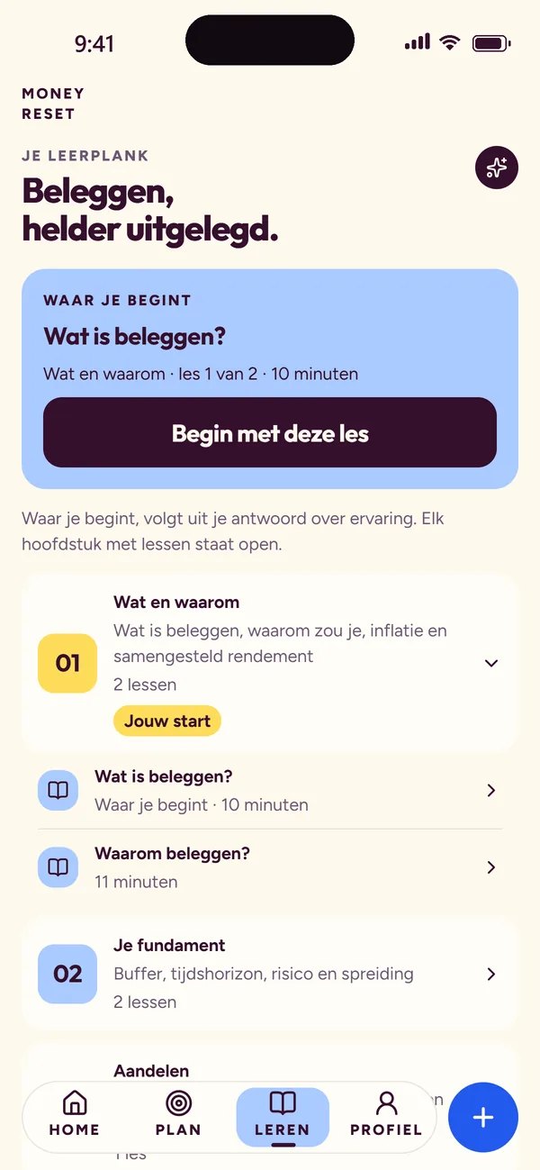 Money Reset app: je leerplan