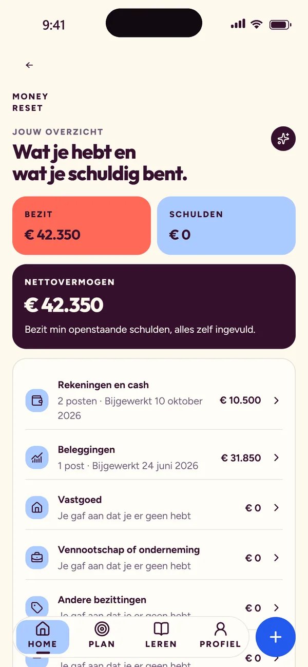 Money Reset app: wat je hebt en wat je schuldig bent